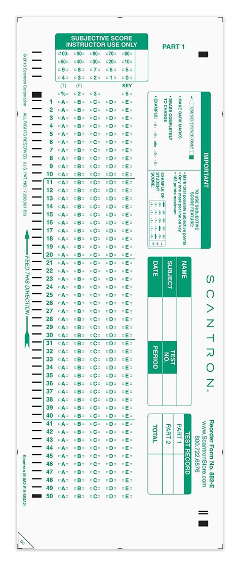 Free Printable Scantron Sheet Online - Printable Templates Free