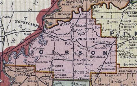 Gibson County, Indiana, 1908 Map, Princeton