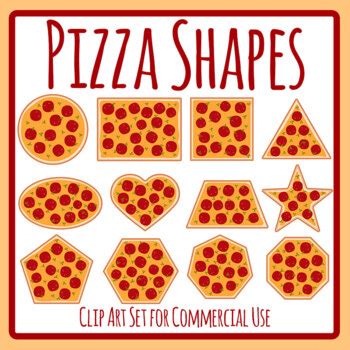 Pizza Shapes / Geometry Math Clipart Set Commercial Use by Hidesy's Clipart