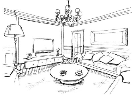 Graphical Sketch Of An Interior Living Room Stock Images - Image: 29974724