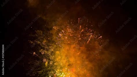 Bright Fireworks Light Up Over Night Sky Stock Video | Adobe Stock