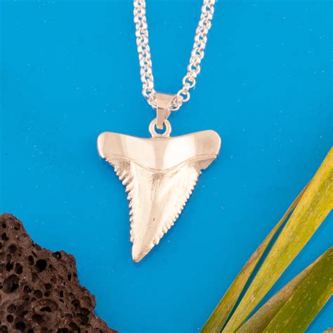 Shark Tooth Necklace - Sterling Silver Shark Tooth Pendant - Sea life ...