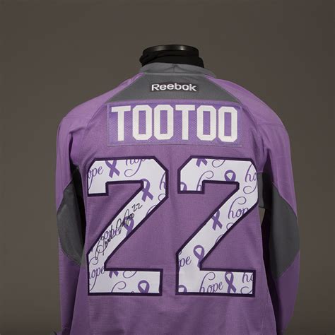 Jordin Tootoo Hockey Fights Cancer Lavender Warm-Up Worn Autographed ...