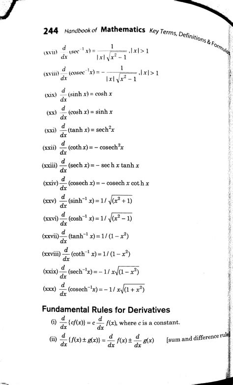 Differentiation formulas for class 12 PDF - Class 12 easy