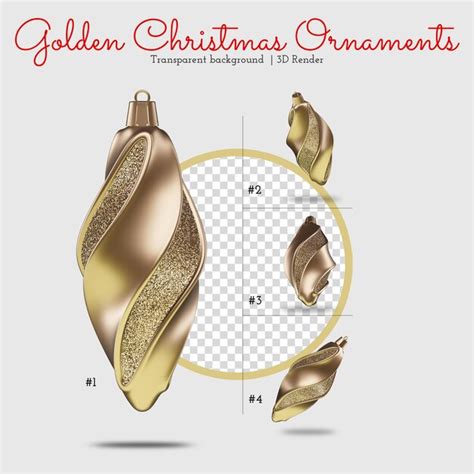 Premium PSD | Golden christmas ornaments with no background