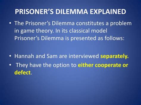 PPT - PRISONER’S DILEMMA PowerPoint Presentation - ID:1177426