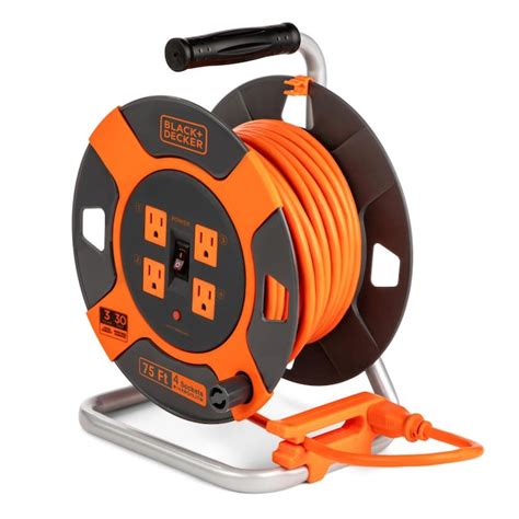 BLACK+DECKER Black + Decker Cord Reel 75-ft 14/3 3-Prong Indoor/Outdoor SJTW Medium Duty General ...