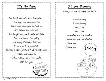 Mother's Day Songs & Poems Book/Gift Idea by Christine Statzel | TpT