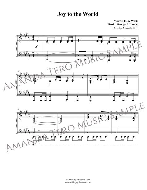 Joy to the World - Advanced piano Christmas solo sheet music - Melody ...