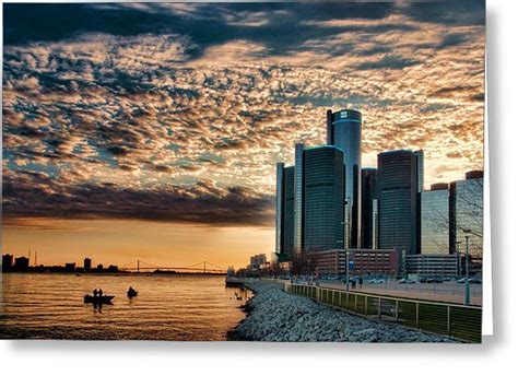 Detroit Riverfront Sunset Greeting Card for Sale by Rod Arroyo ...