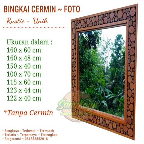 Jual Frame cermin kayu unik rustic bingkai cermin kaca mirror bingkai foto - 122 x 40 cm - Kota ...