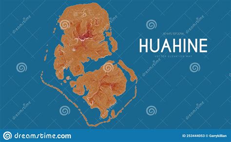 Topographic Map Of Huahine, Society Islands, French Polynesia, Pacific Ocean. Vector Detailed ...