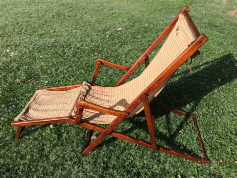 Antique Steamer Sling Chair Beach Lounge Chair 1930s Vintage - Etsy | Beach lounge chair ...