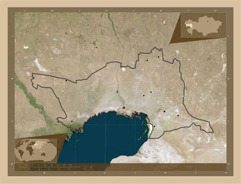 Atyrau, Kazakhstan. Low-res Satellite. Major Cities Stock Illustration - Illustration of country ...