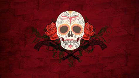 #rose #artwork #skull Dia de los Muertos #flowers #720P #wallpaper #hdwallpaper #desktop ...