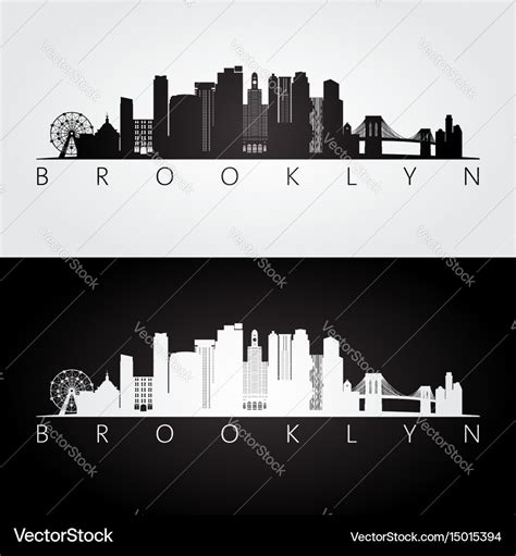 Brooklyn new york city usa skyline and landmarks Vector Image