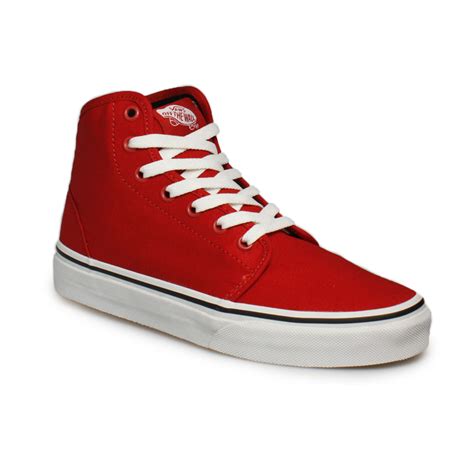 Vans Mens Womens Red Lace Up High Tops Trainers Sneakers Shoes Size 3 - 11 | eBay