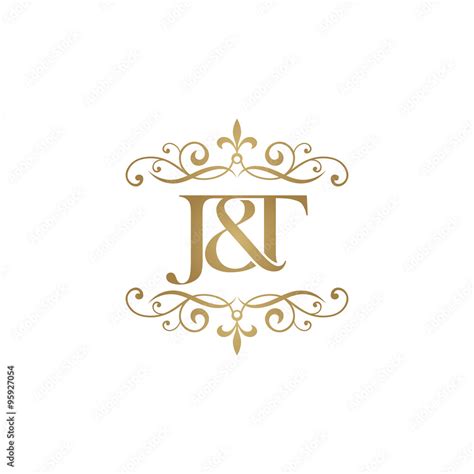 J&T Initial logo. Ornament ampersand monogram golden logo Stock Vector ...