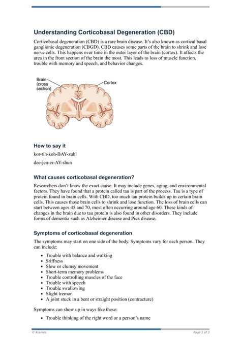 PDF - Understanding Corticobasal Degeneration (CBD) - HealthClips Online