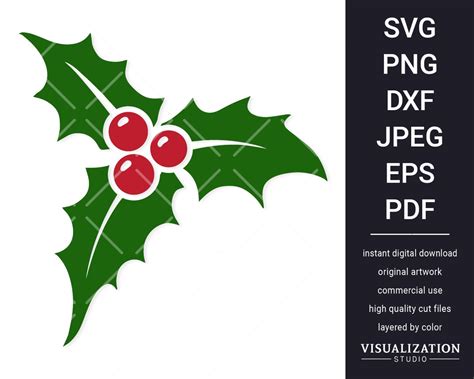 Christmas Holly Vector Clipart INSTANT DIGITAL DOWNLOAD Svg Png Dxf ...