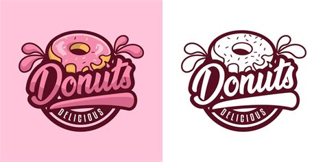 clipart rosquilla tienda logo vector ilustración emblema, fresa rosado ...