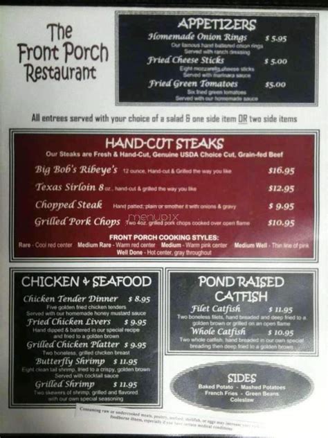 Menu of Front Porch Restaurant in Northport, AL 35473