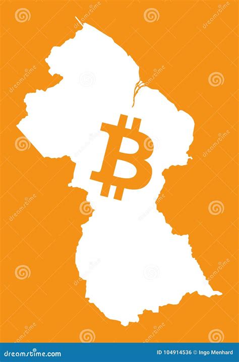 Guyana Map with Bitcoin Crypto Currency Symbol Illustration Stock Vector - Illustration of ...