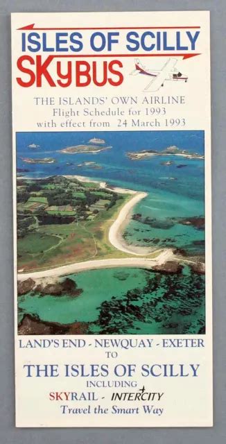 ISLES OF SCILLY Skybus Airline Timetable March 1993 $42.01 - PicClick AU