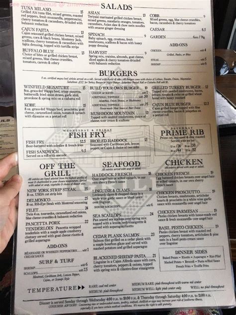 Menu at Winfield Grill pub & bar, Rochester