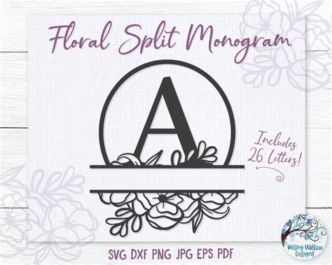 Floral Split Monogram SVG Bundle Floral Alphabet SVG Split - Etsy