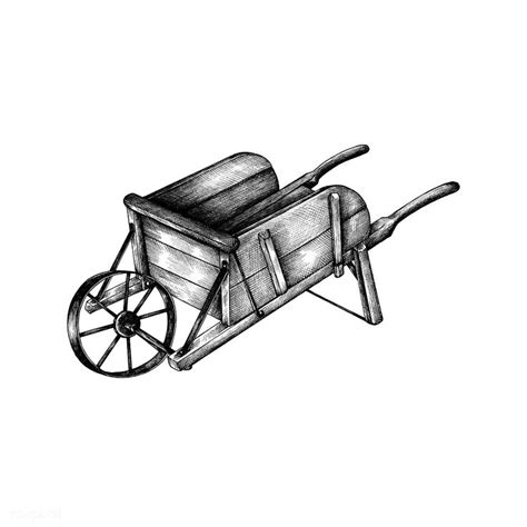 Hand drawn retro wooden cart | premium image by rawpixel.com | Wooden cart, How to draw hands ...