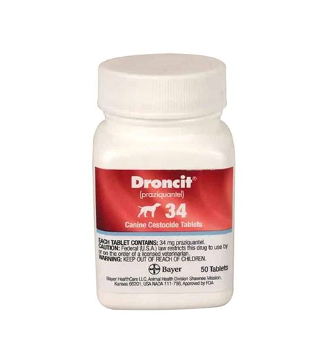 Droncit (Praziquantel) Tablets for Dogs 34mg | 1Family 1Health Pharmacy