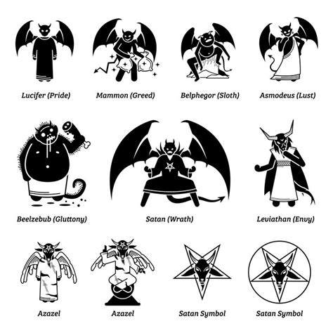 an image of different types of demon symbols in black and white on a ...