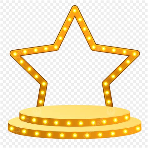 Stage Podium Clipart Hd PNG, Round Podium Stage With Lamp Star Frame Lighting Vector, Stage ...