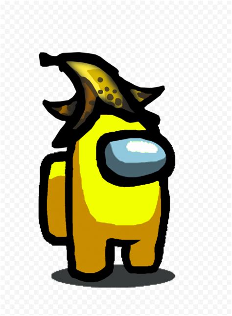 HD Yellow Among Us Character With Banana Hat PNG | Citypng