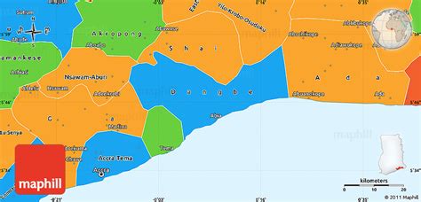 Political Simple Map of Greater Accra