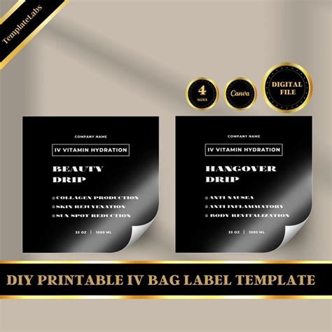 IV Bag Label IV Hydration Printable Printable Label DIY - Etsy