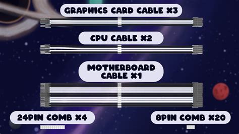 Custom Sleeved Power Supply Cable Extension Kit BLACK/WHITE