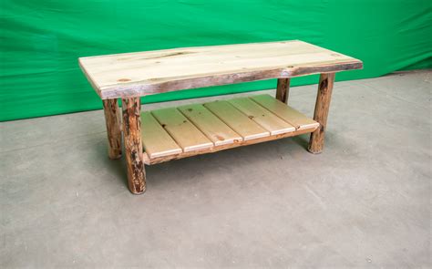 Northern Rustic Pine Log Coffee Table Amish Log Furniture