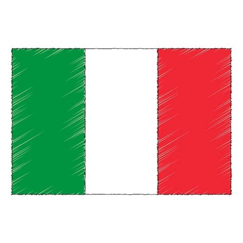 Croquis dibujados a mano bandera de italia. icono de vector de estilo ...