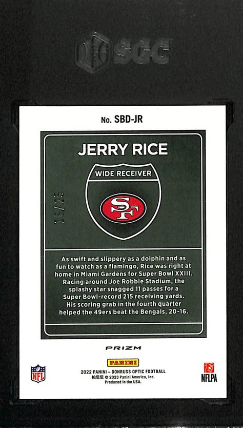 Lot Detail - 2022 Donruss Optic Jerry Rice Super Bowl Downtown - Black ...