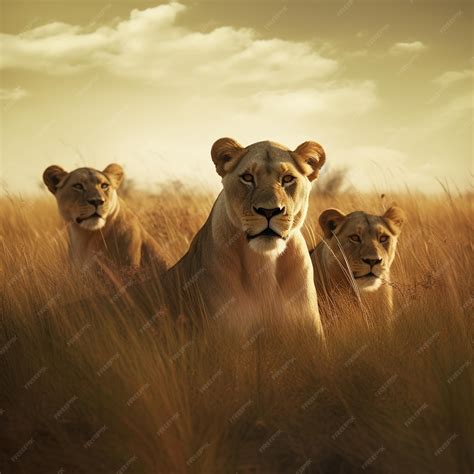 Premium AI Image | Lion in the savanna