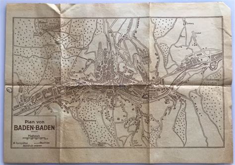 Plan Von Baden Baden Germany Map vintage Europe travel German