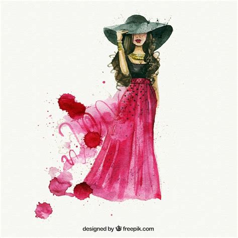 Watercolor fashion woman Vector | Premium Download