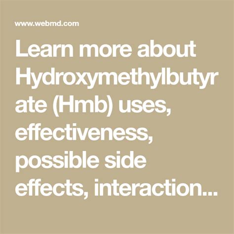 Learn more about Hydroxymethylbutyrate (Hmb) uses, effectiveness ...