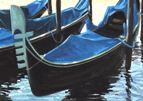 Venetian gondolas - watercolour (and gouache) tutorial - Painting in France