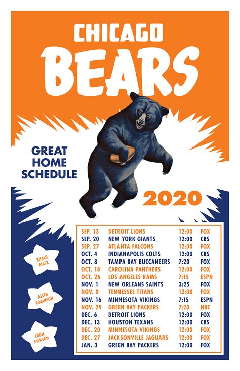 2020 Bears Printable Schedule Poster : r/CHIBears