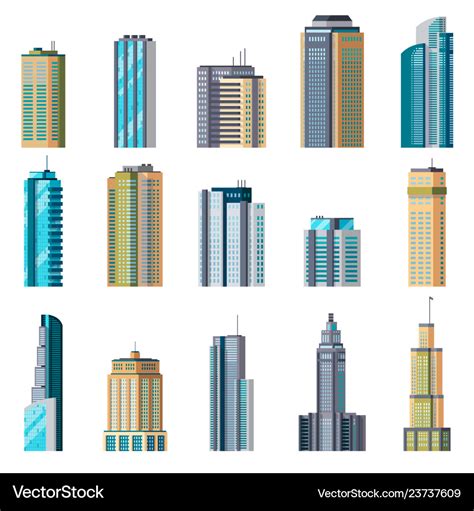 Buildings and modern city houses building Vector Image