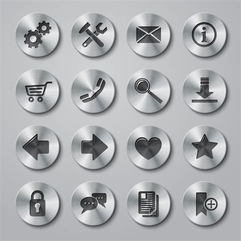 Premium Vector | Set of metallic icons