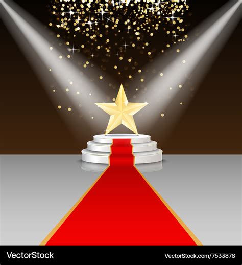 Stage podium with red carpet and star Royalty Free Vector